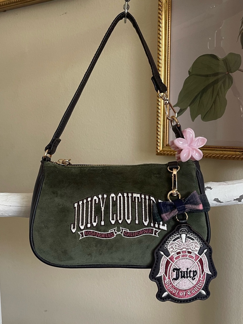 Juicy Couture Olive Green Suede Mini Shoulder Bag